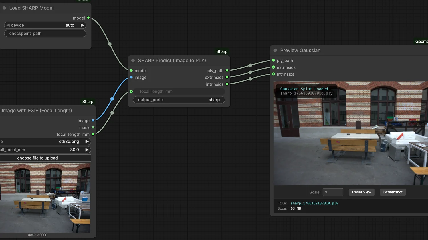 ML Sharp in ComfyUI: one image to 3D splat in under a second